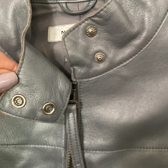 Nine West Silver Grey Leather Jacket - Picture 2 of 4